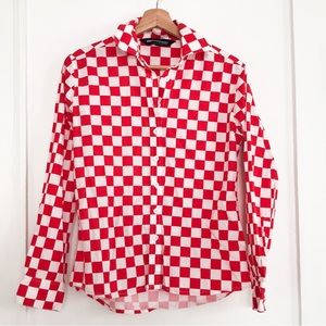Mens boardroom eco apparel racing red white checkered shirt
